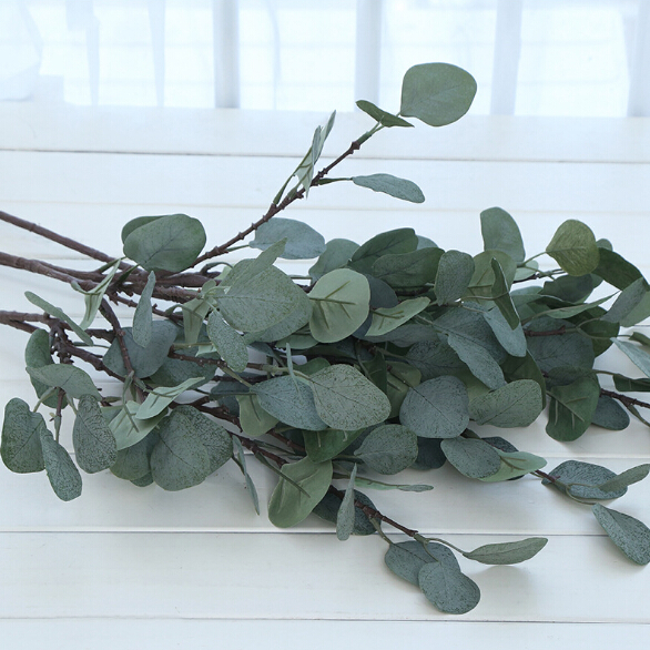 Green Artificial Leaves Large Eucalyptus Leaf Plants Silk Artificial Greenery For Weddings Decoration Fake Eucalyptus 60cm