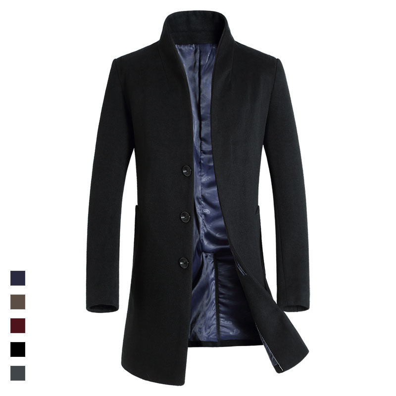 New 2018 High Quality Mens Long Wool Trench Coat Korean Men Slim Fit Trench Parkas For Autumn