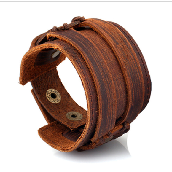 Matching Snaps Leather Cuff Bracelet Blanks Black Brown Punk Thick Wide Strap Punk Rock Gothic Wristband for Men Adjustable Jewelry Gifts Accessories 