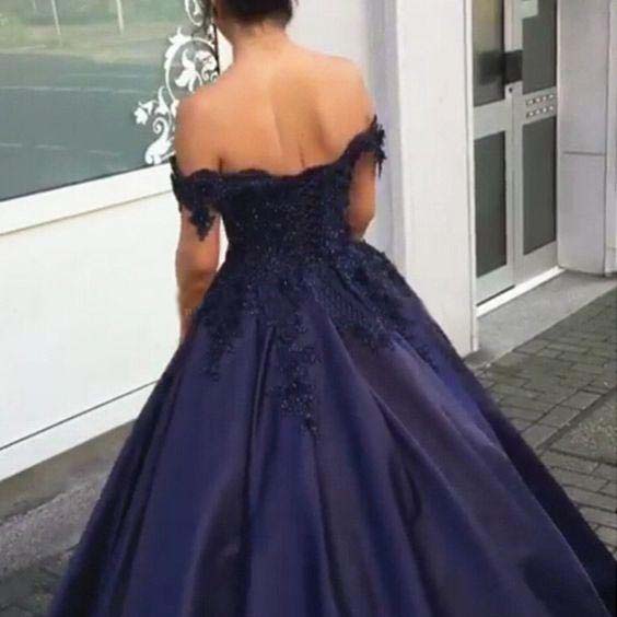 Regency Purple Ball Gown Quinceanera Dresses Sweetheart Off Shoulder Appliques Beaded Satin Navy Blue Prom Dresses Sweet 16 Dresses