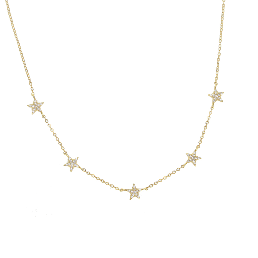 925 sterling silver star necklace micro pave cz cute lovely star charm delicate minimal fine silver chain choker charming necklaces