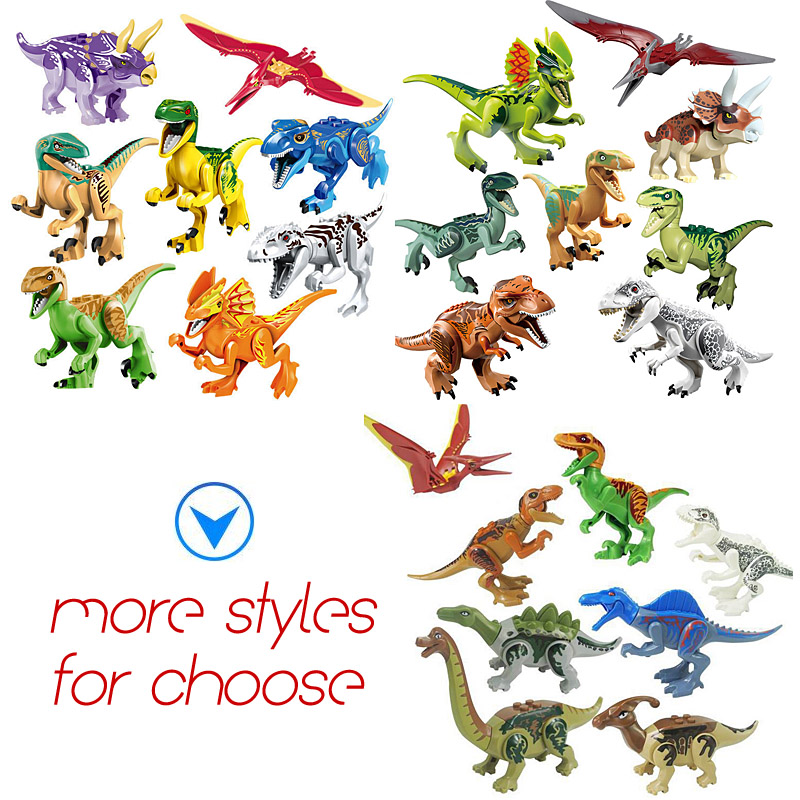 Bâtiment de dinosaures Blocs Série Toys Jouets Puzzle Assemblage Jouet Petit Bloc de particules Jouet Sac Sac Opp