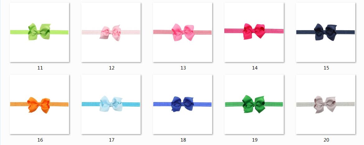 Boutique Neon Grosgrain Ribbon Hair Bows Shimmery soft Stretchy Elastic Headbands Hair Accessories Bowknot Hair Band 50pcs HC016