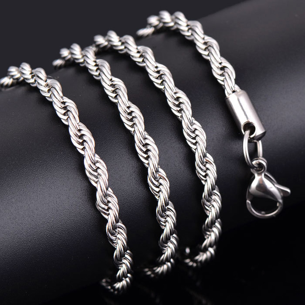 Titanium Steel Rope Twisted Chains Necklace Stainless Steel Jewelry Accessories for Men Women