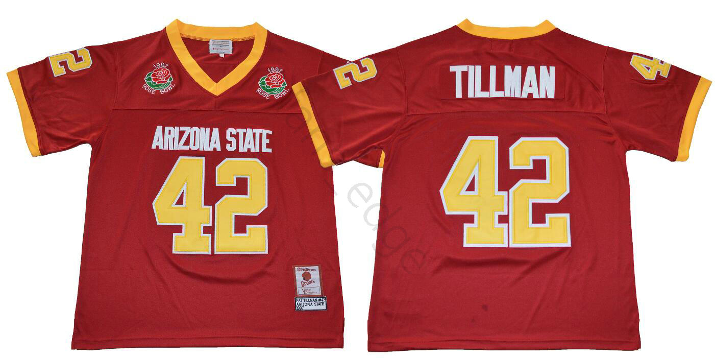 NCAA Arizona State Sun Devis College #42 Pat Tillman Jersey ASU 1997 Rose Bowl Stitched Pat Tillman Home Maroon University Football Jerseys от DHgate WW