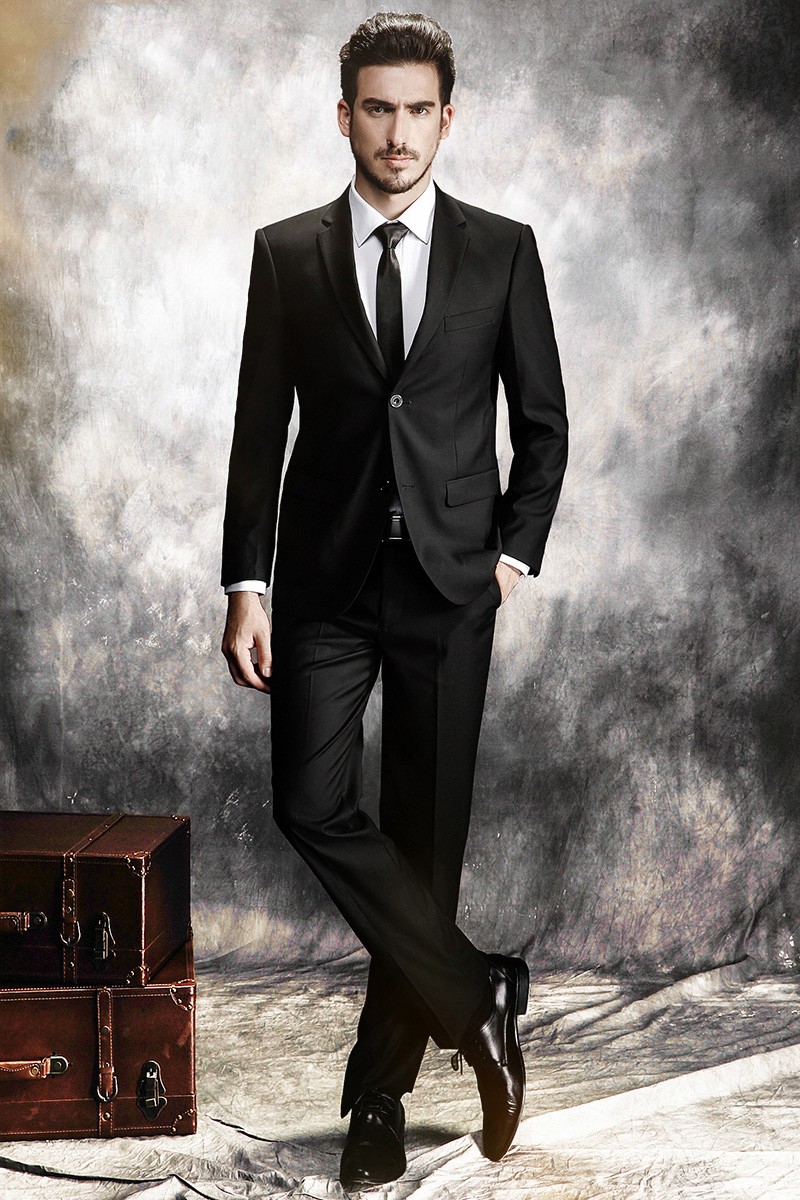 Handsome Men Wedding Suits 2018 Black Slim Fit Bridegroom Formal Wear Best Mens Groom Tuxedos Business Men suits (Jacket+Pant)