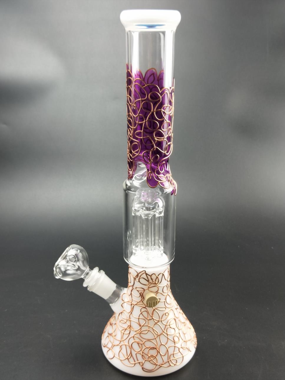 Handmade Craft Glass Beaker Bong Purple Height 36cm Black Color Percolator bongs for smoking 18.8mm joint
Handmade Craft Glass Beaker Bong Purple Height 36cm Black Color Percolator bongs for smoking 18.8mm joint