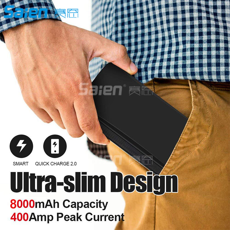 Flashlights Torches Portable Car Jump Starter 400A Peak 8000mAh Up to 25L Gas Car Mini Auto Battery Booster Power Pack with Sma