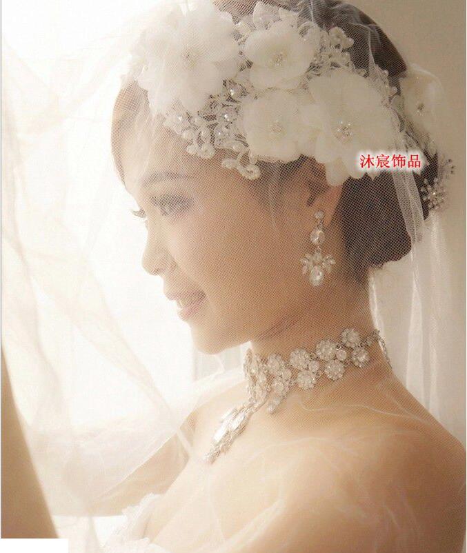 White Hair Flowers For Wedding Party Bridal Bridesmaid Baroque chic Crystal tiara Rhinestone crown headband Wedding Dress Studio