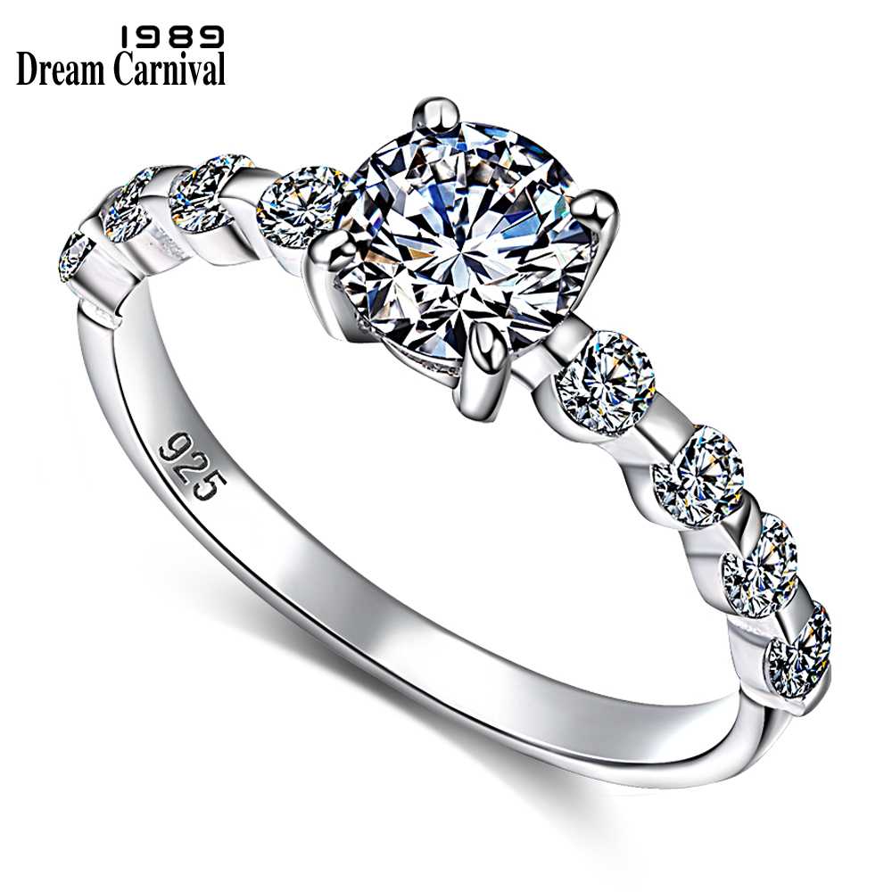 DreamCarnival 1989 New Wedding Party White Cubic Zircon Jewelry Design Silver Ring for Women Girl Friend Anillos Mujer SJ22546