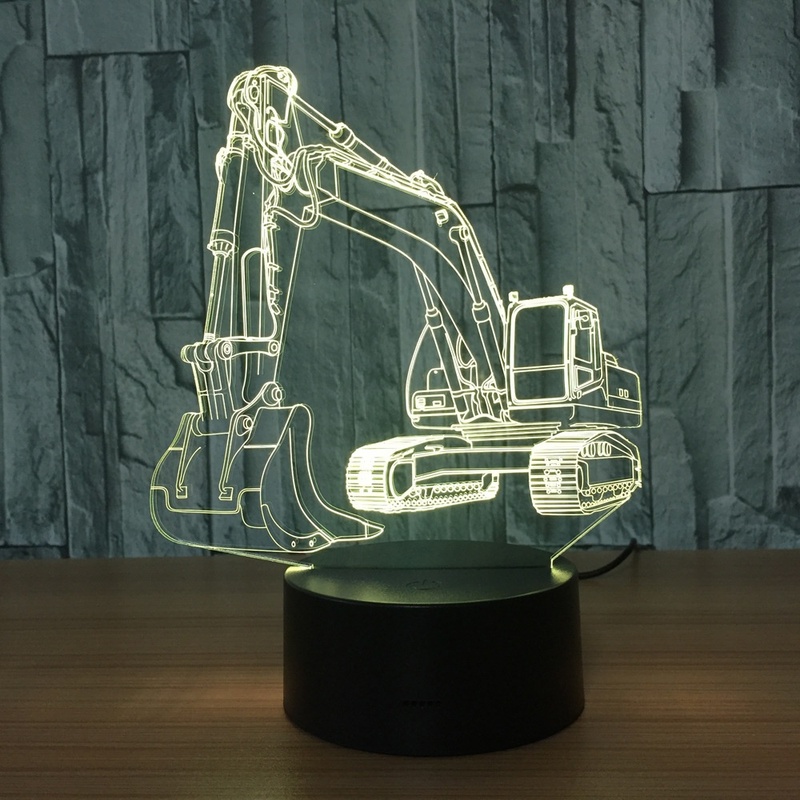 Excavator 7 Color Lamp 3d Visual Led Night Lights for Kids Touch Usb Table Lampara Lampe Baby Sleeping Nightlight Motion Light