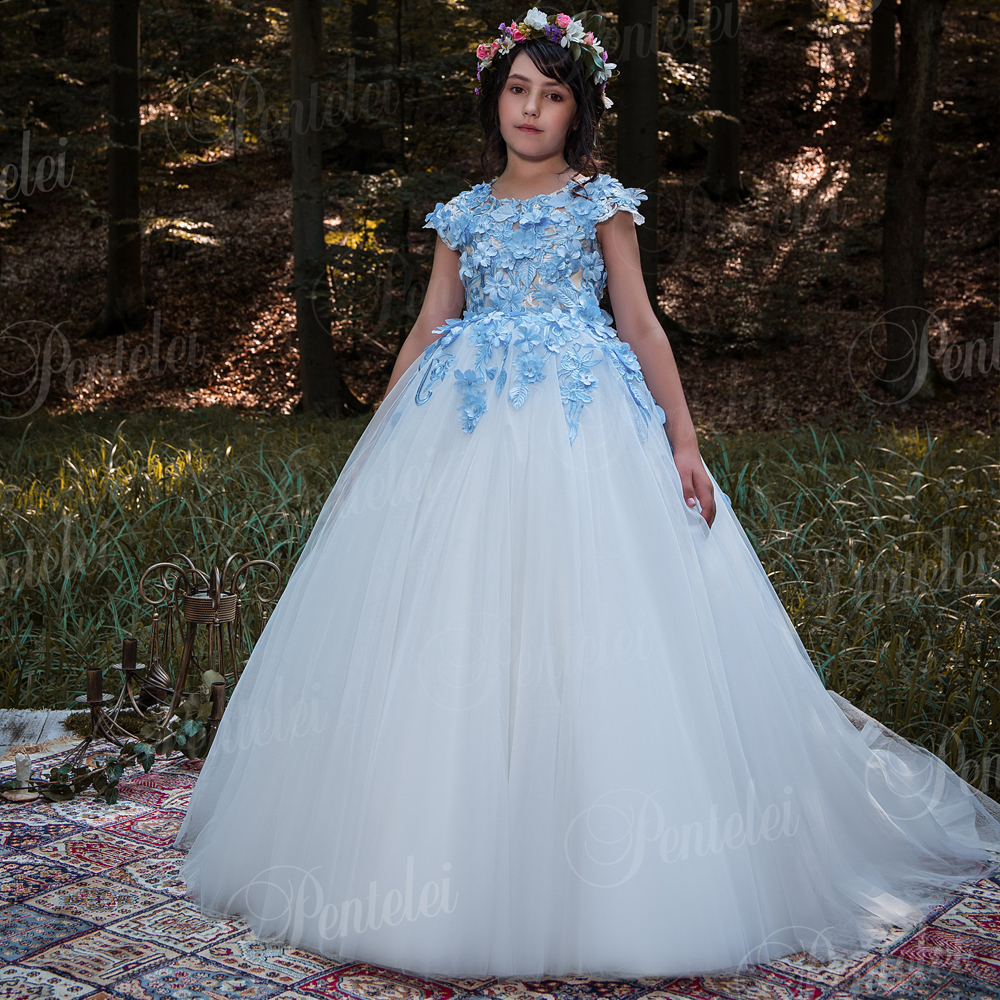 Blue and White Flower Girl Dresses New Coming Floor Length Fashion Wedding Pageant Gowns Tulle Modern Lovely, Lanvender
Blue and White Flower Girl Dresses New Coming Floor Length Fashion Wedding Pageant Gowns Tulle Modern Lovely, Lanvender