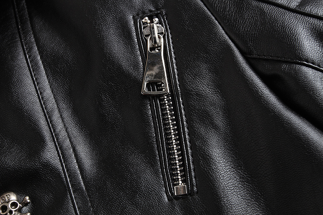 Men PU Leather Biker Streetwear Winter Male Punk Style Jacket With Skull Buttons Zippers Asian Size M-5Xl