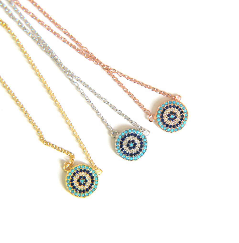 100% 925 sterling silver classic necklace round disk micro pave colorful cz turquoise evil eye charm lucky girl gift chain
100% 925 sterling silver classic necklace round disk micro pave colorful cz turquoise evil eye charm lucky girl gift chain
