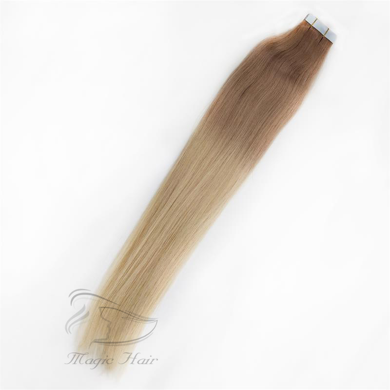 Human Hair Extensions PU Tape Remy Full Head Balayage Color 18/613 Skin Weft Vrigin Hair 50g 20PCS Hair Extensions
