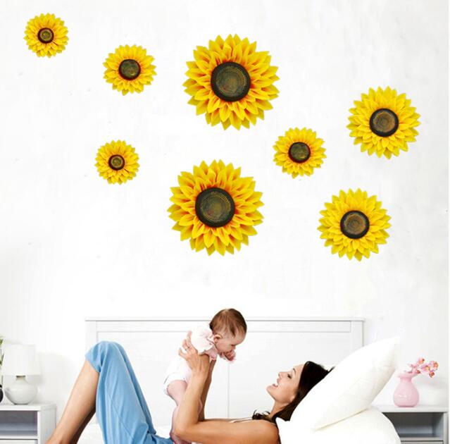 3D Artificial Sunflower Wall Stickers Cloth Sunflower For Wedding Home Party Decoration Craft Flowers Baby Shower Decoration