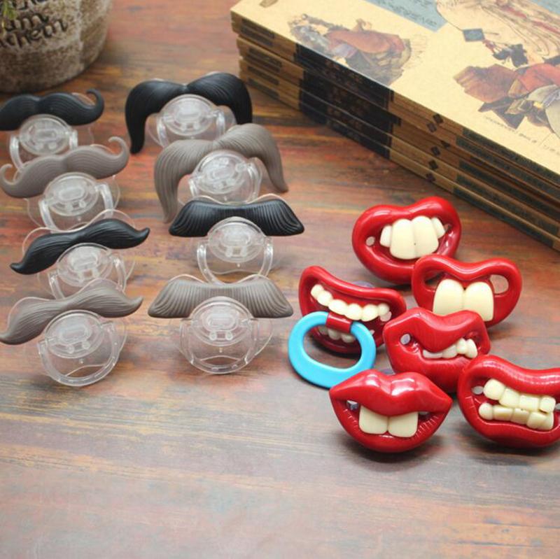 

Baby silicone pacifier Cute Funny Teeth Beard Mustache Babe Pacifier Orthodontic Dummy Nipples Silica gel infant Pacifier 17 styles
