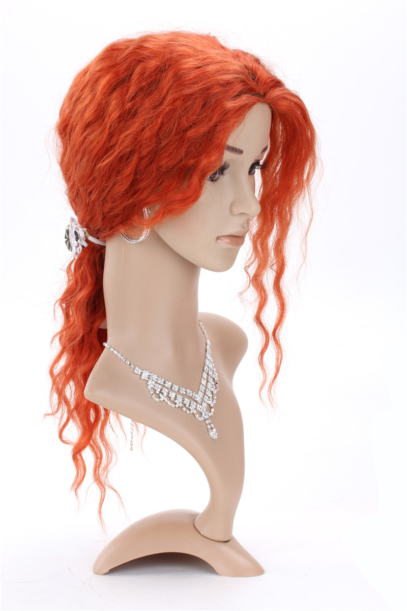 Orange color Full Lace Wigs Virgin Brazilian Human Hair Wigs Water Wave 130% Density Glueless Lace Front Wigs with Baby hair