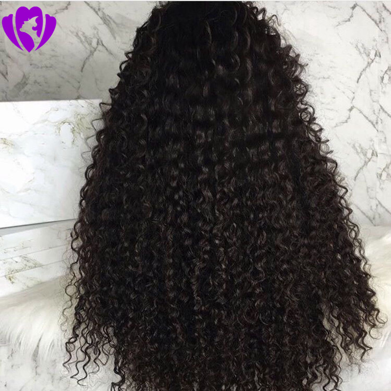 Side part 180% Long Black Afro Kinky Curly Synthetic Wigs Heat Resistant African American Wigs Gluelese Lace Front Wigs for Black Women