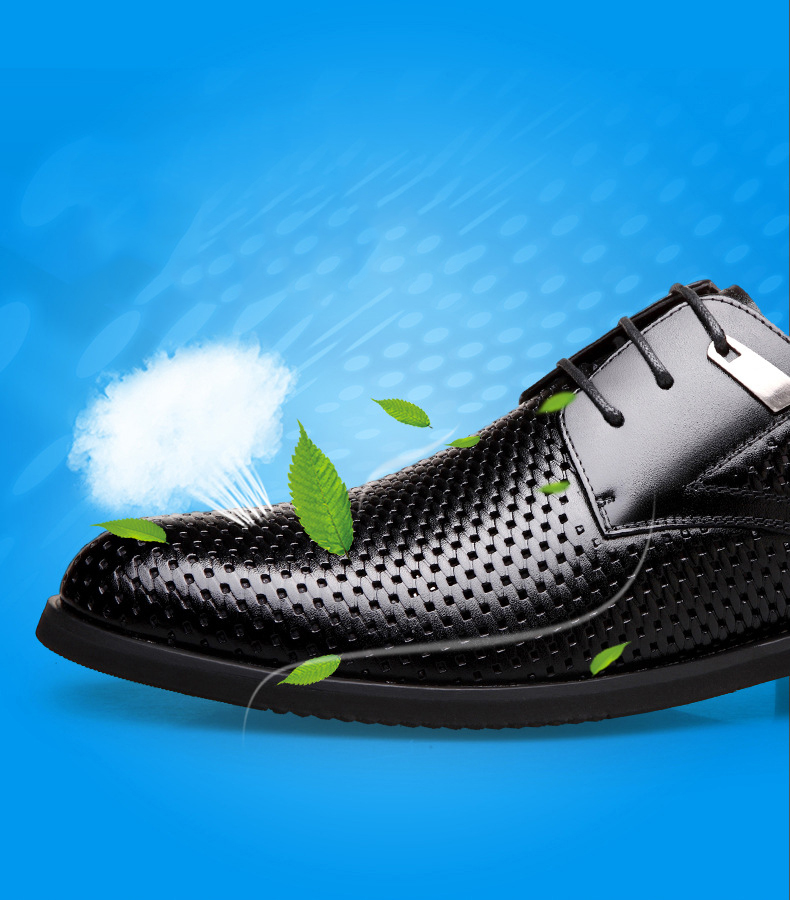 2018 High Fashion Men Shoes Ventilate Genuine Leather Lace Up Men Formal Occasions Shoes US Size 7-11 With Free Shipping