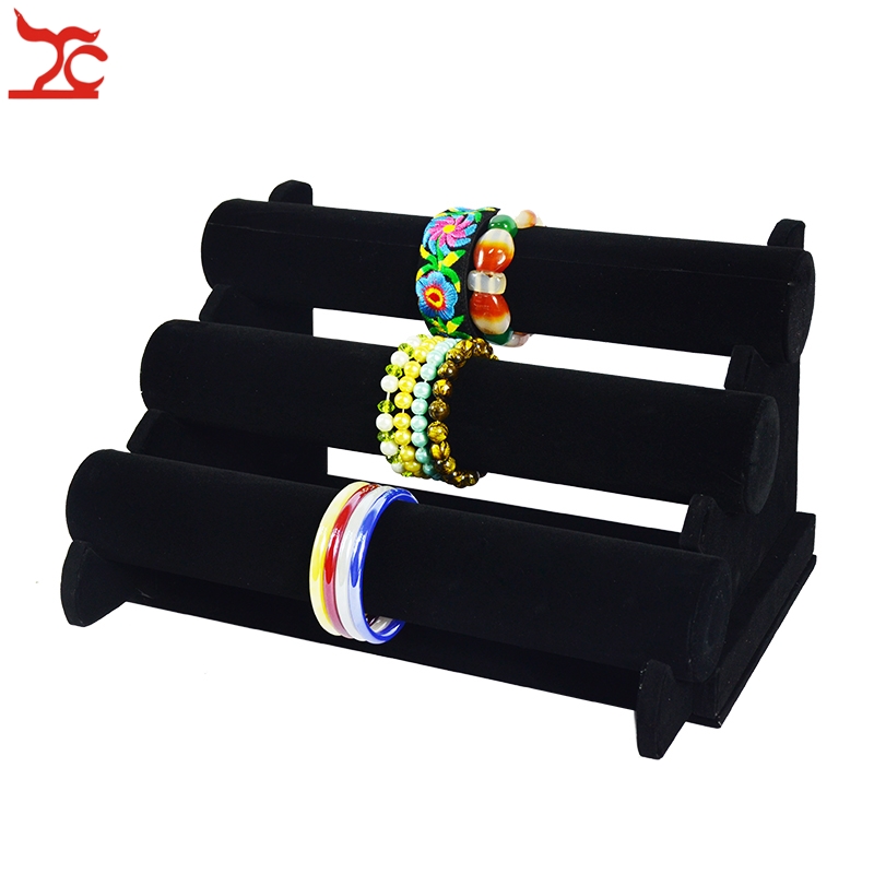 New and Fashion 3 Tier Black Velvet Bracelet Chain Watch T-Bar Rack Jewelry Organizer Hard Display Stand Holder
New and Fashion 3 Tier Black Velvet Bracelet Chain Watch T-Bar Rack Jewelry Organizer Hard Display Stand Holder