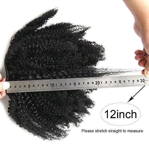 African American Human Hair Ponytail Extensions Brazilian Virgin Hair Kinky Curly Drawstring Pony tail In Stock Fast Shipping