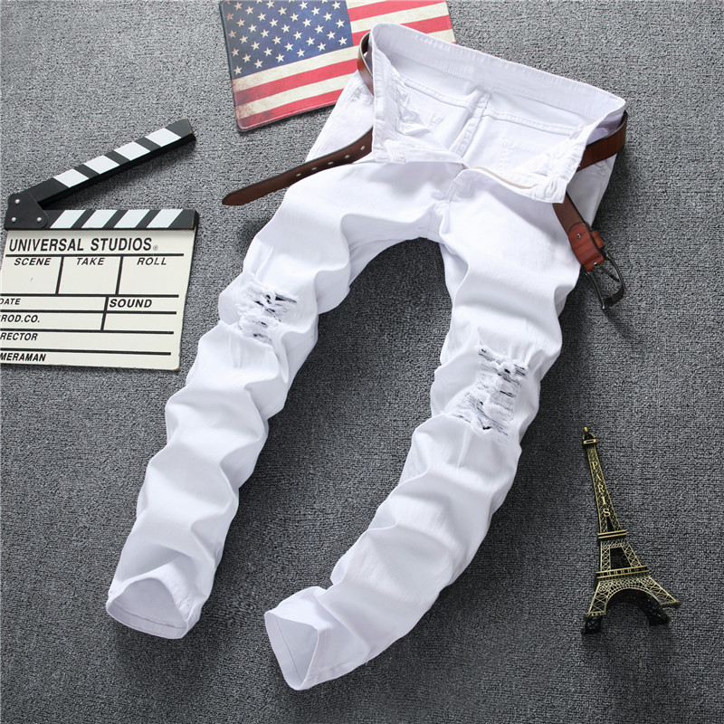 Wholesale-Swag Mens Designer Brand Black Jeans Skinny Ripped Destroyed Stretch Slim Fit Hop Hop Pants With Holes For Men JS34, White
Wholesale-Swag Mens Designer Brand Black Jeans Skinny Ripped Destroyed Stretch Slim Fit Hop Hop Pants With Holes For Men JS34, White