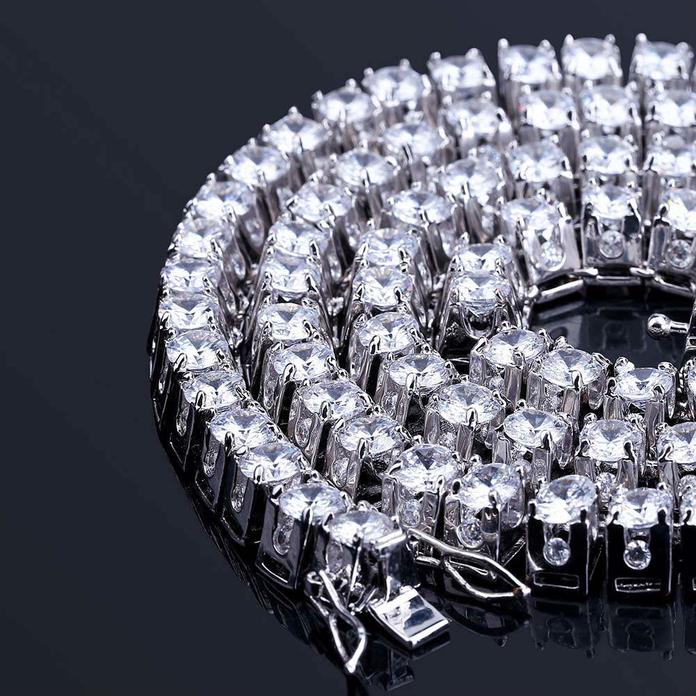 New Fashion 18k Gold Plated 10mm CZ Cubic Zircon Tennis Chain Necklace Choker Hip Hop Masculina Jewelry Bijoux Gifts Collier for Men Women