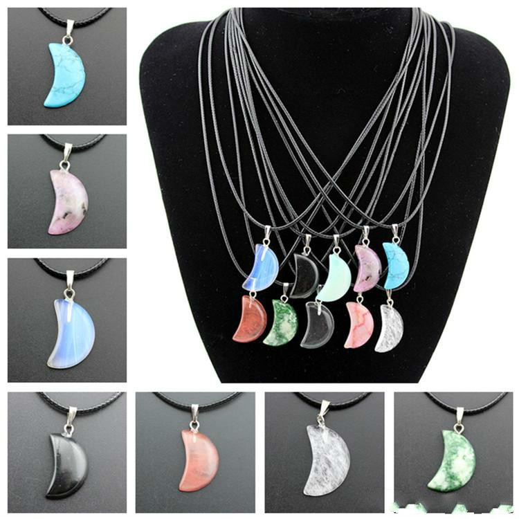Jewelry Natural Stone Necklace Pendants Gold Chain Silver Stainless Steel Statement Chokers Necklaces Rose Quartz Healing Crystals Necklaces