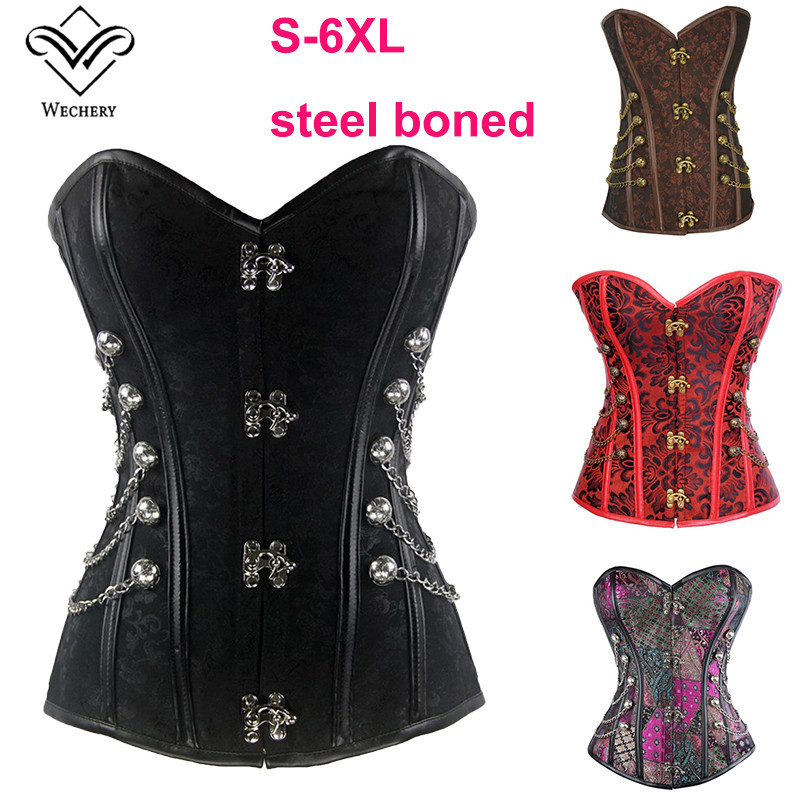 Steampunk Corset with Clasp Fasteners/ Chain Steel Bone Corset Waist Training Gothic Bustier with Round Buckle Body Shaper Plus Size, Red
Steampunk Corset with Clasp Fasteners/ Chain Steel Bone Corset Waist Training Gothic Bustier with Round Buckle Body Shaper Plus Size, Red