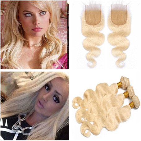 #613 Peruvian Blonde Human Hair Weave Bundles with Closure Body Wave Blonde Virgin Human Hair 3 Bundle Deals with 4x4 Lace Closure
#613 Peruvian Blonde Human Hair Weave Bundles with Closure Body Wave Blonde Virgin Human Hair 3 Bundle Deals with 4x4 Lace Closure