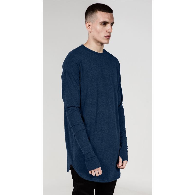 High Street mens T Shirt Extended TShirts Men clothing Curved Hem Long line Tops Tees Hip Hop Urban Blank Shirts