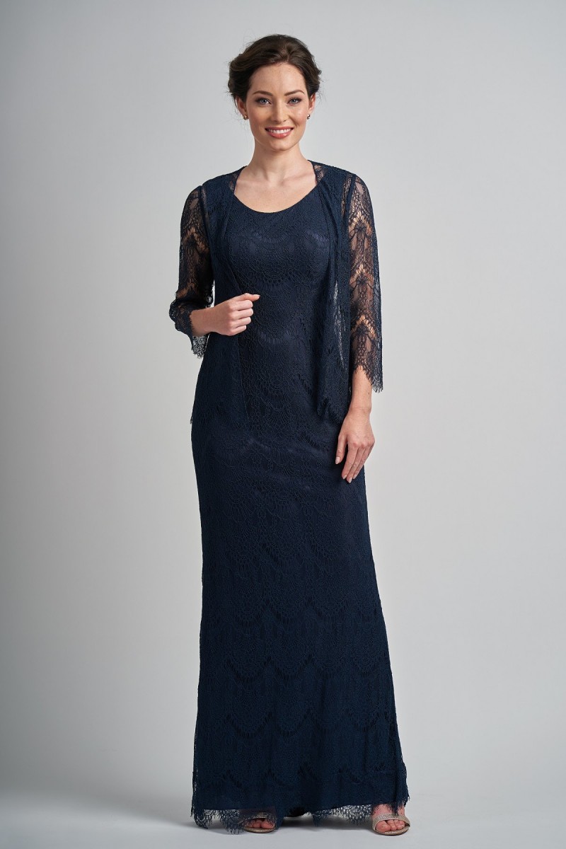 Elegant Two Pieces Mother of the Bride Dresses Lace Jewel Neck Sleeveless Long Plus Size Mothers Wedding Guest Dress with Jacket