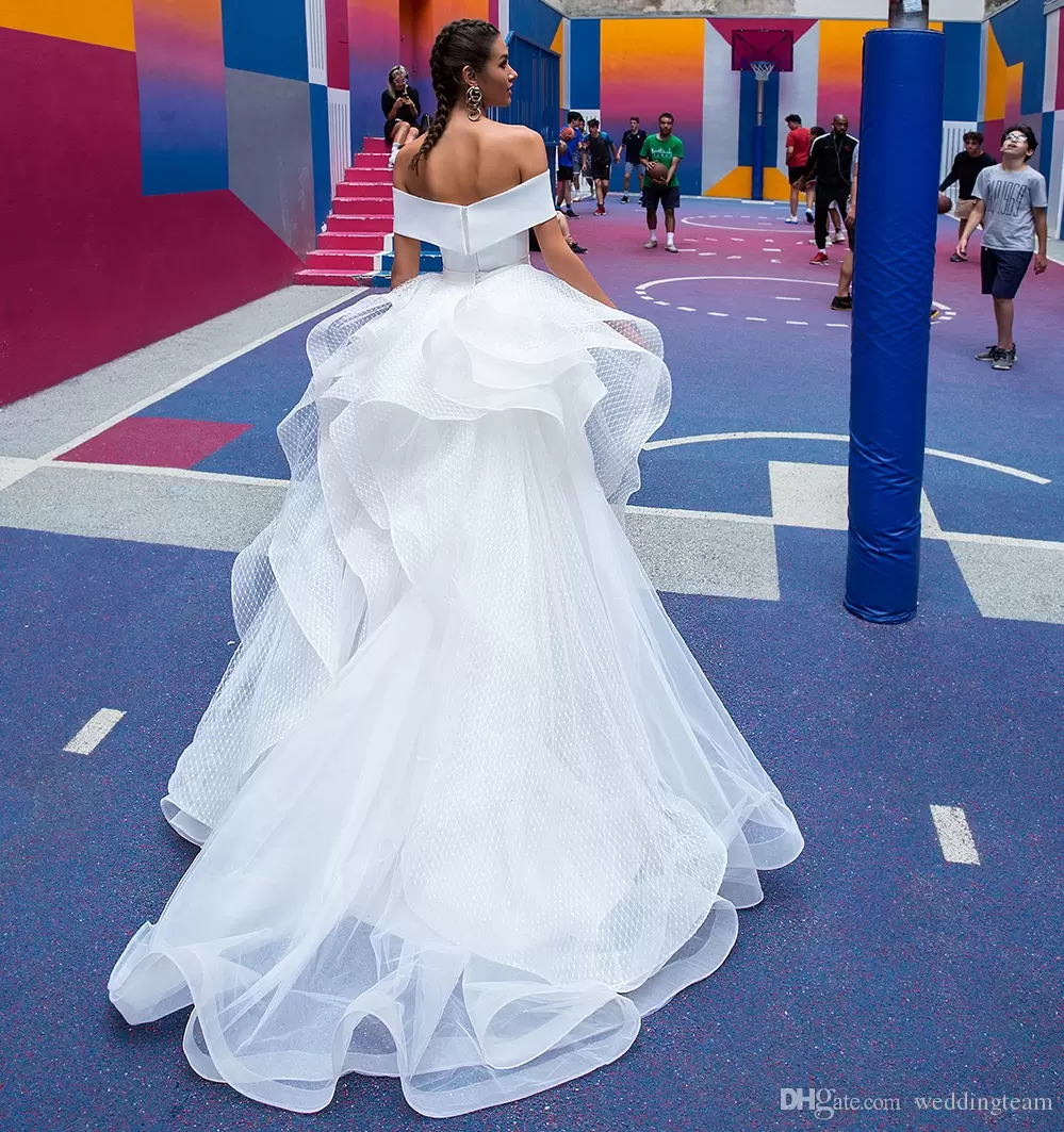 overskirt mermaid wedding dresses with detachable train off shoulder bridal gowns trumpet satin vestido de novia