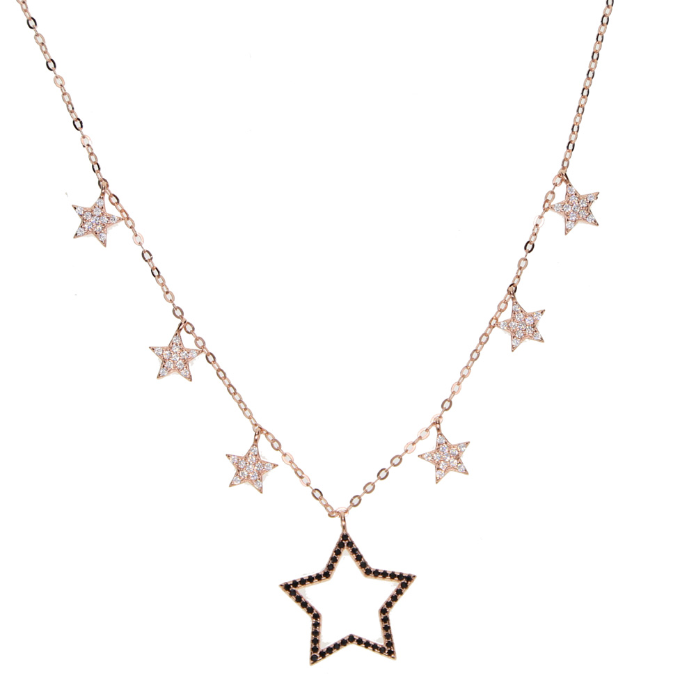 lovely star charm choker necklace cute statement jewelry 100% 925 sterling silver women collar collarbone Star pendant necklaces jewelry