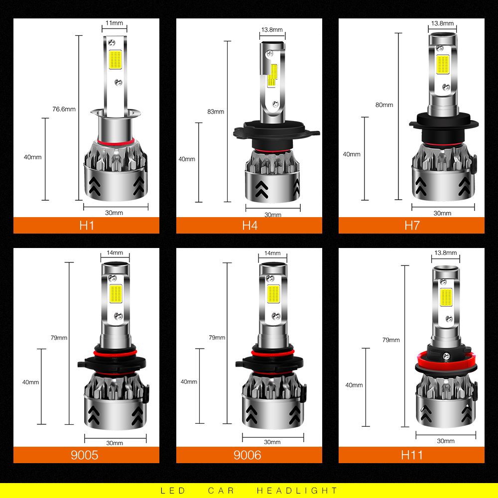 PAMPSEE Mini6 H1 Headlight Bulbs 10000LM H4 Led 12V 24V 9005 HB3 9006 HB4 H7 Led Car Lights 6000K H11 Cob Spot Lamp