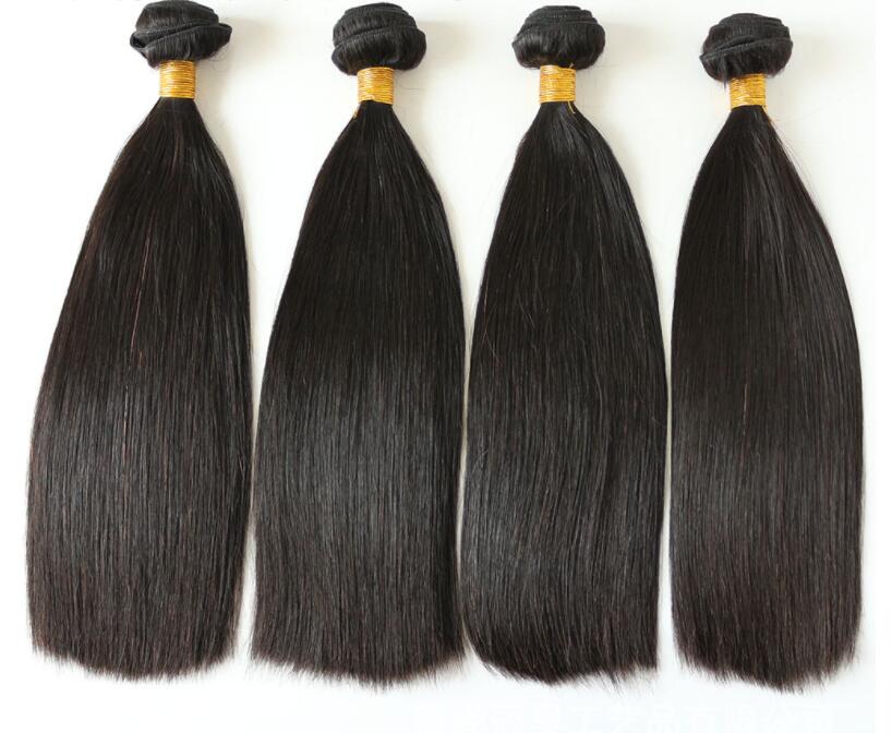 Free shipping 100% Human High Quality Straight Double Drawn Raw Virgin Hair 1 bundle