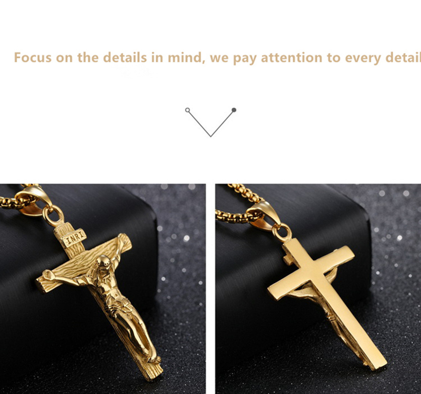 Heavenly Father Jesus cross Pendant Necklaces titanium steel pendant Necklace Christian Godfather Chain