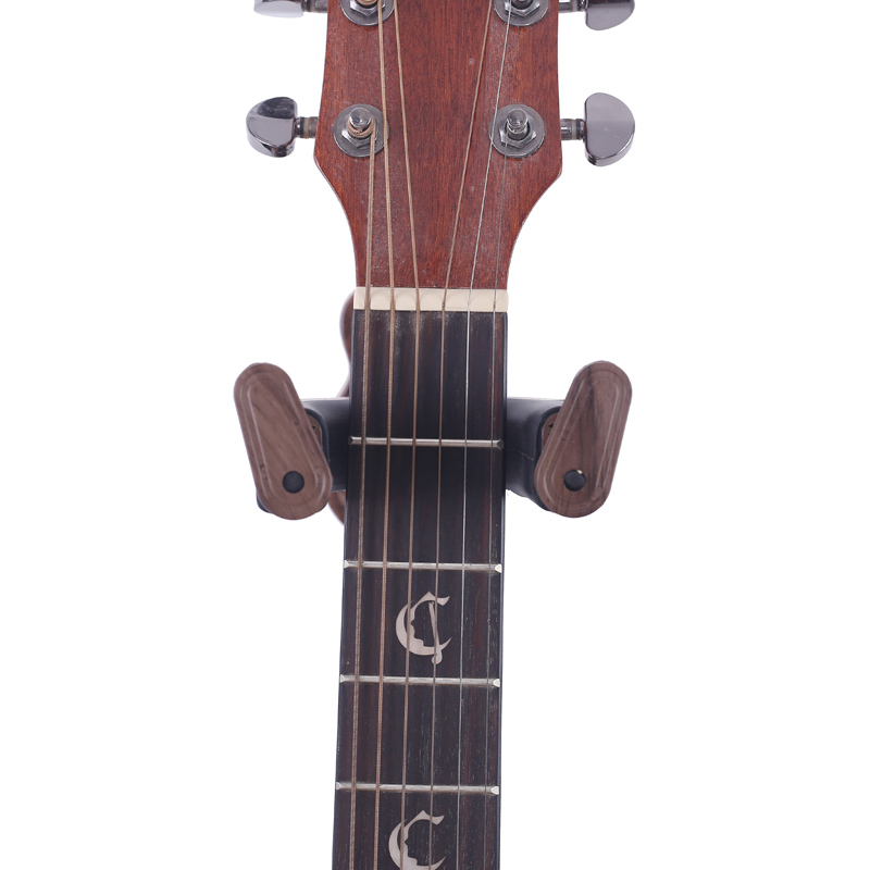 Hard Wood Base in Guitar Shape Guitar Hook Black Walnut Wall Mount Holder for Acoustic Classical Electric Guitar Bass