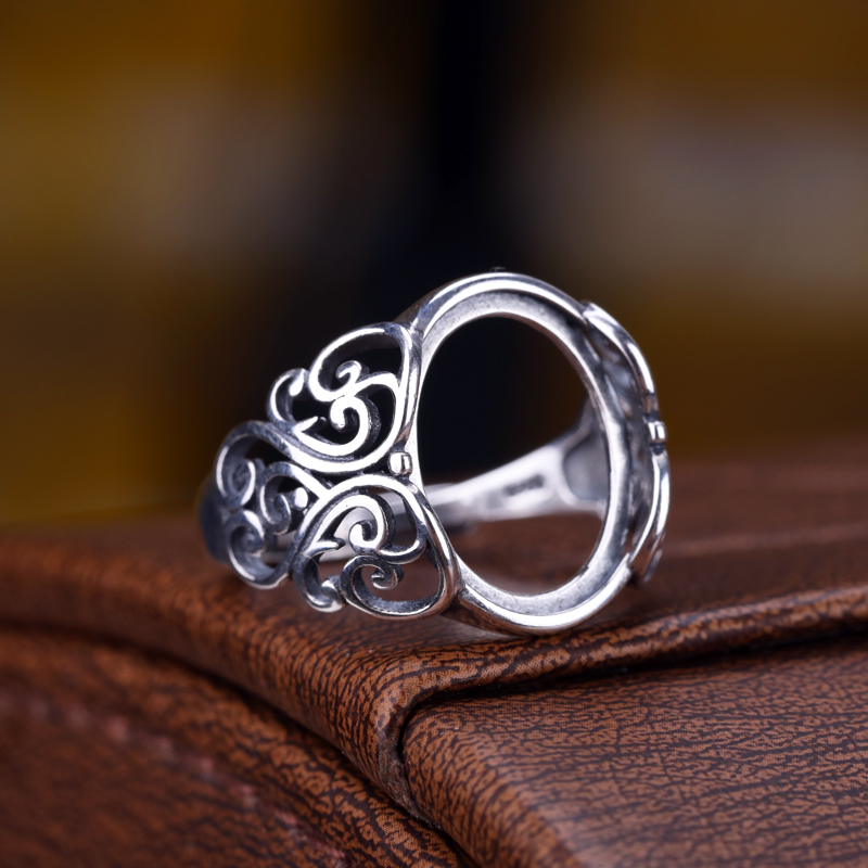 Wholesale 925 Sterling Silver 11x14mm 12x16mm Oval Cabochon Amber Garnet Agate Engagement Wedding Ring Fine Jewelry Setting