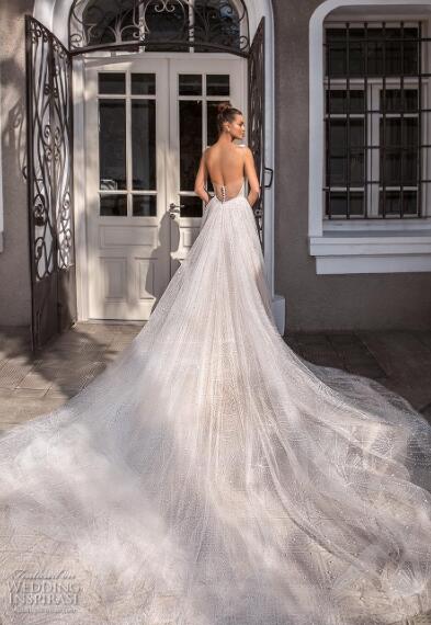elihav sasson backless dress spaghetti v neck crystals bridal custom vestido de novia beading wedding gowns