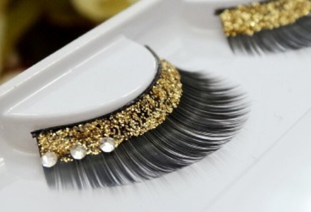 20 pair Rhinestone False eyelashes Thick Curl Honorable Golden bright Glittering eyelash Make-up free shipping and high quality