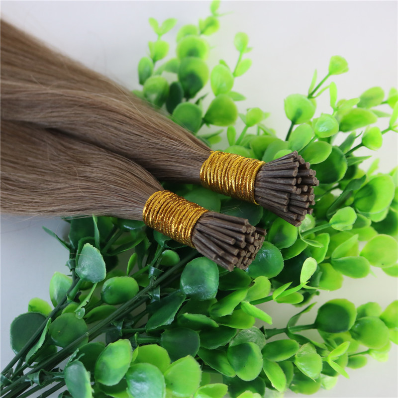 Keratin I-tip Human Hair Extensions Ash Brown #10 Stick-tip Extensions Brazilian Human Hair 100Strands 100gram prebunded hair Straight