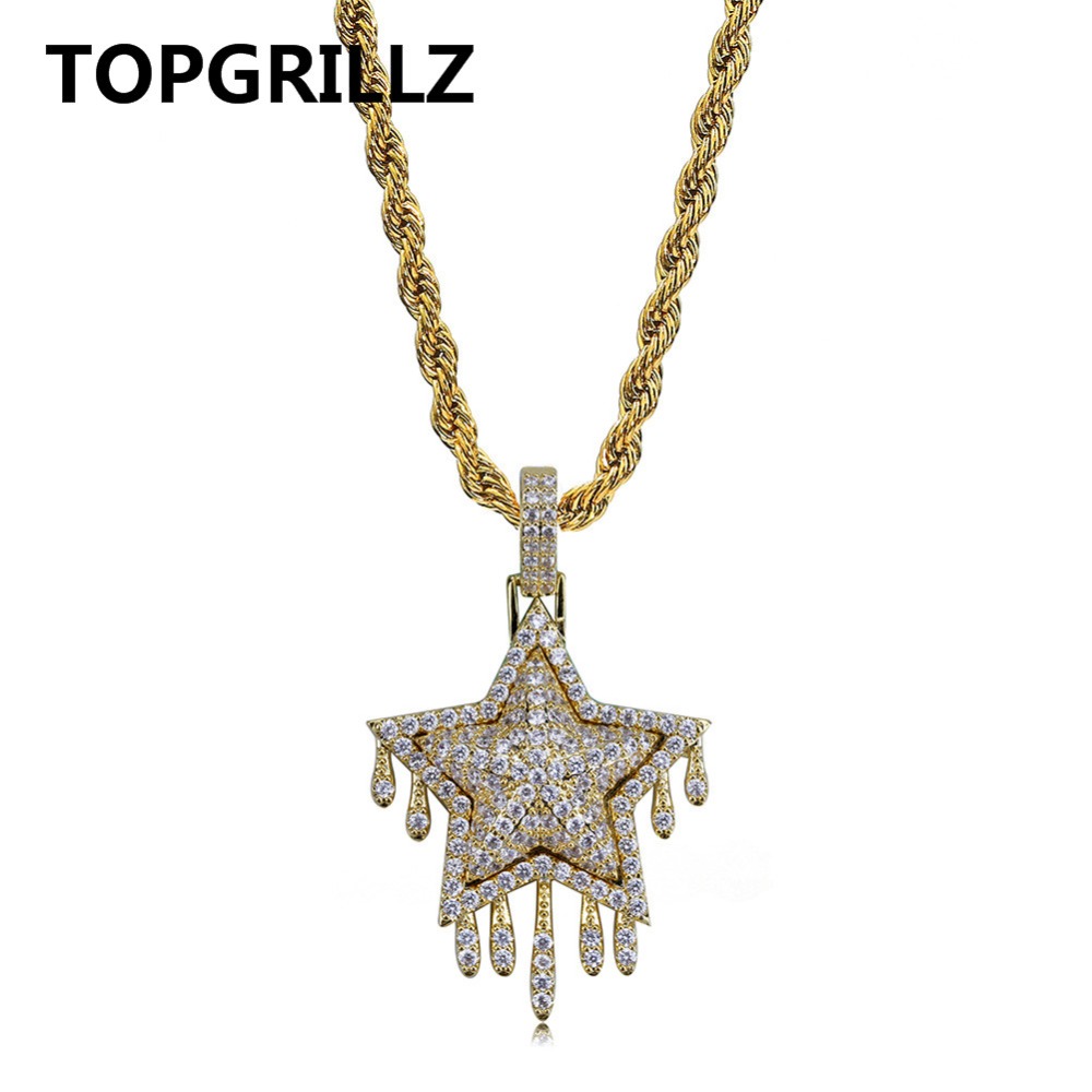 TOPGRILLZ Men's Women Iced Out Cubic Zircon Bling Drip Star Necklace & Pendant Gold Silver Color Hip Hop Jewelry Tennis Chain
TOPGRILLZ Men's Women Iced Out Cubic Zircon Bling Drip Star Necklace & Pendant Gold Silver Color Hip Hop Jewelry Tennis Chain