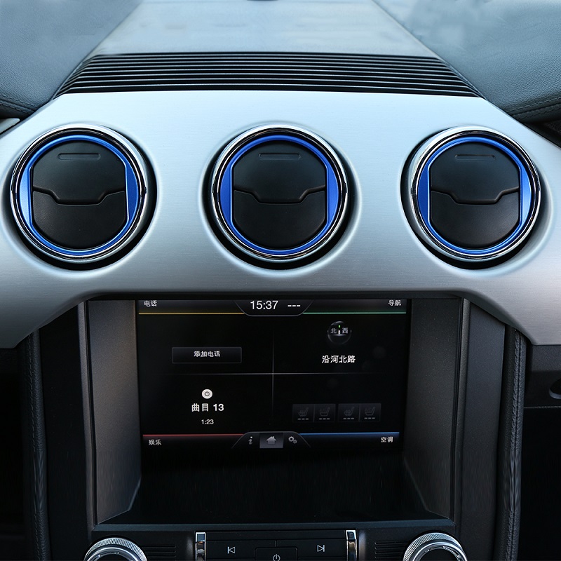 Car Dashboard Central Vent Decoration Circle Ring Aluminum Alloy For Ford Mustang 2015+ Auto Interior Accessories