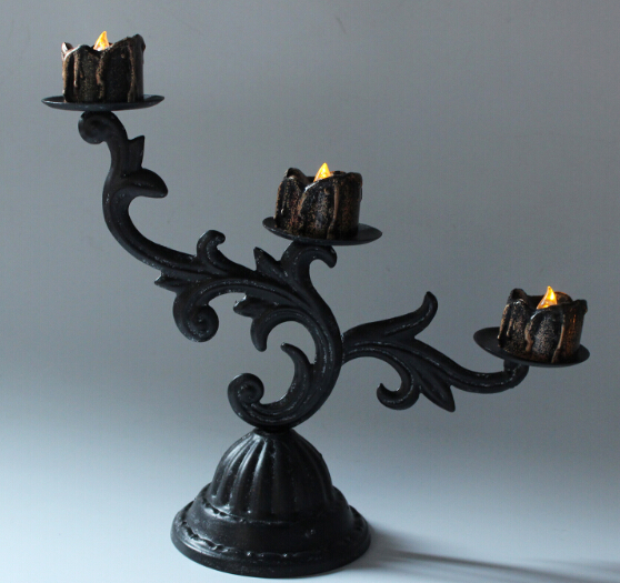 Party Decoration Halloween Black Flameless Candles Flash LED Battery Powered Light Candles