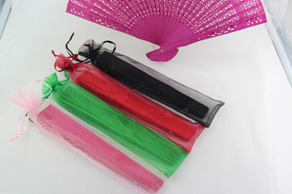Other Festive & Party Supplies Silk pouch for hand fans organza gift bag fans with drawstring 100pcs/lot 10 color