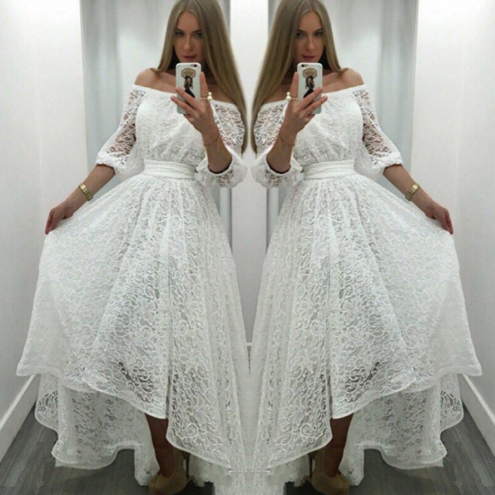 Elegant White Lace Prom Dresses 2018 Off The Shoulder Half Sleeves Evening Gowns High Low Formal Party Dress Cheap Bridal Vestidos, Hunter green
Elegant White Lace Prom Dresses 2018 Off The Shoulder Half Sleeves Evening Gowns High Low Formal Party Dress Cheap Bridal Vestidos, Hunter green