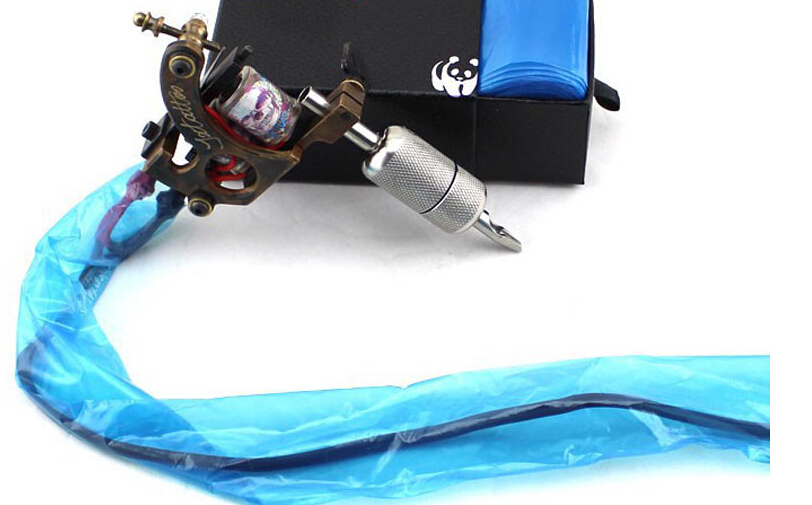 100pcs Disposable Hygiene Tattoo Clip Cord Bag Plastic Blue Tattoo Machine Clip Cord Sleeve Cover Bag No Box Packaging