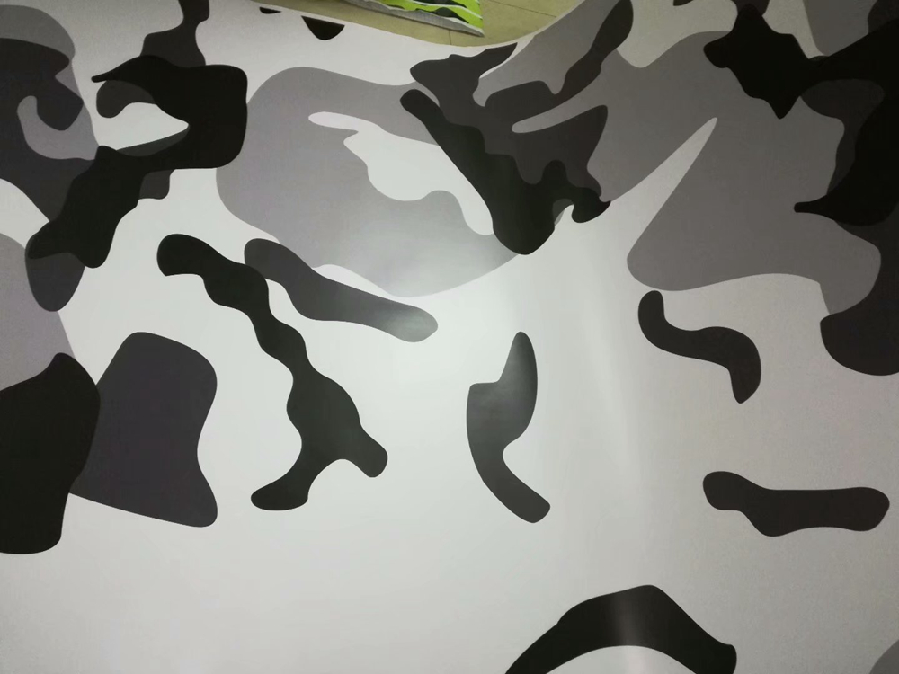 Large Camo VINYL Wrap black white grey Full Car Wrapping Camouflage Foil Stickers with air free size 1.52 x 30m/Roll Free Shipping